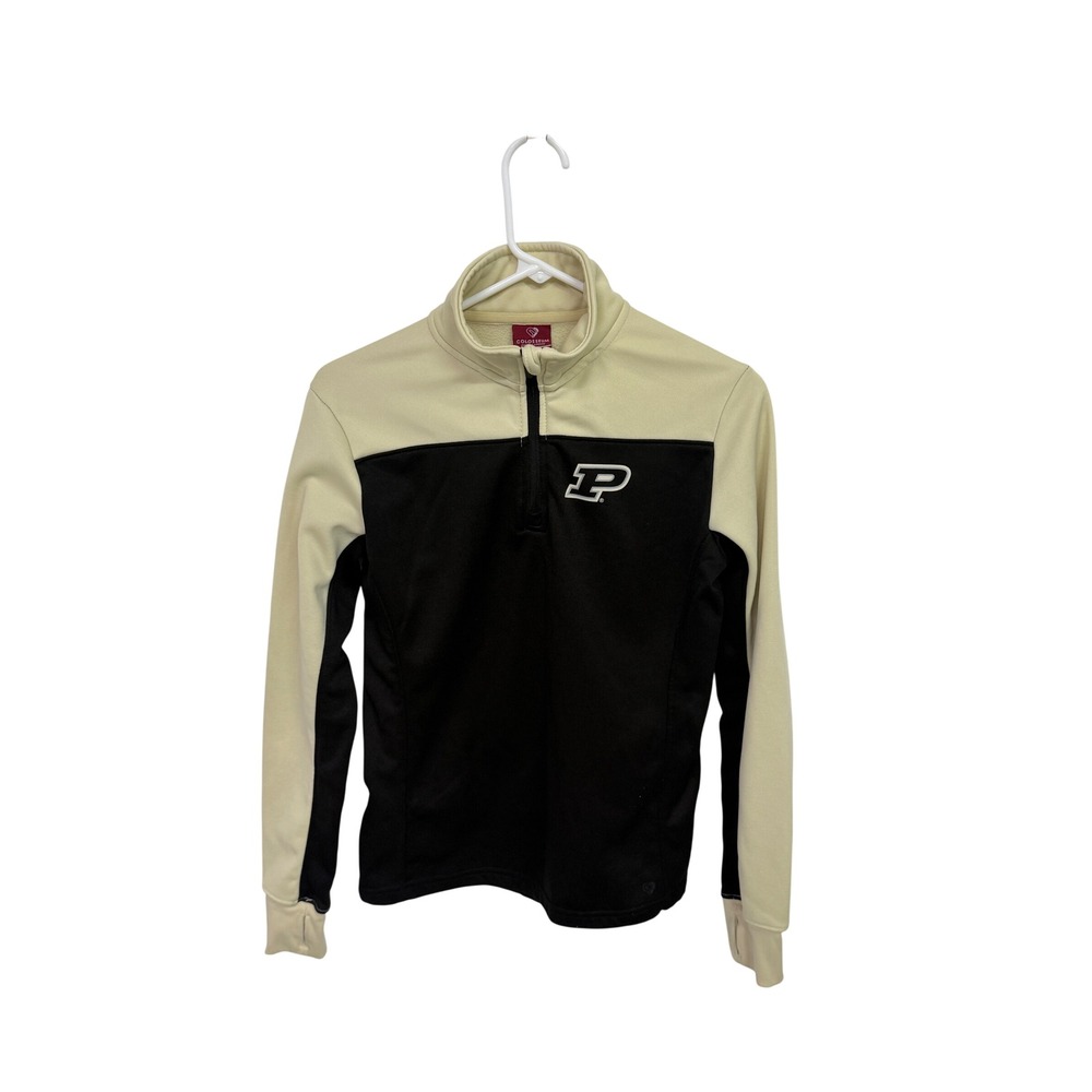 Colosseum Purdue Boilermakers Quarter Zip Pullover Tan Black Small
